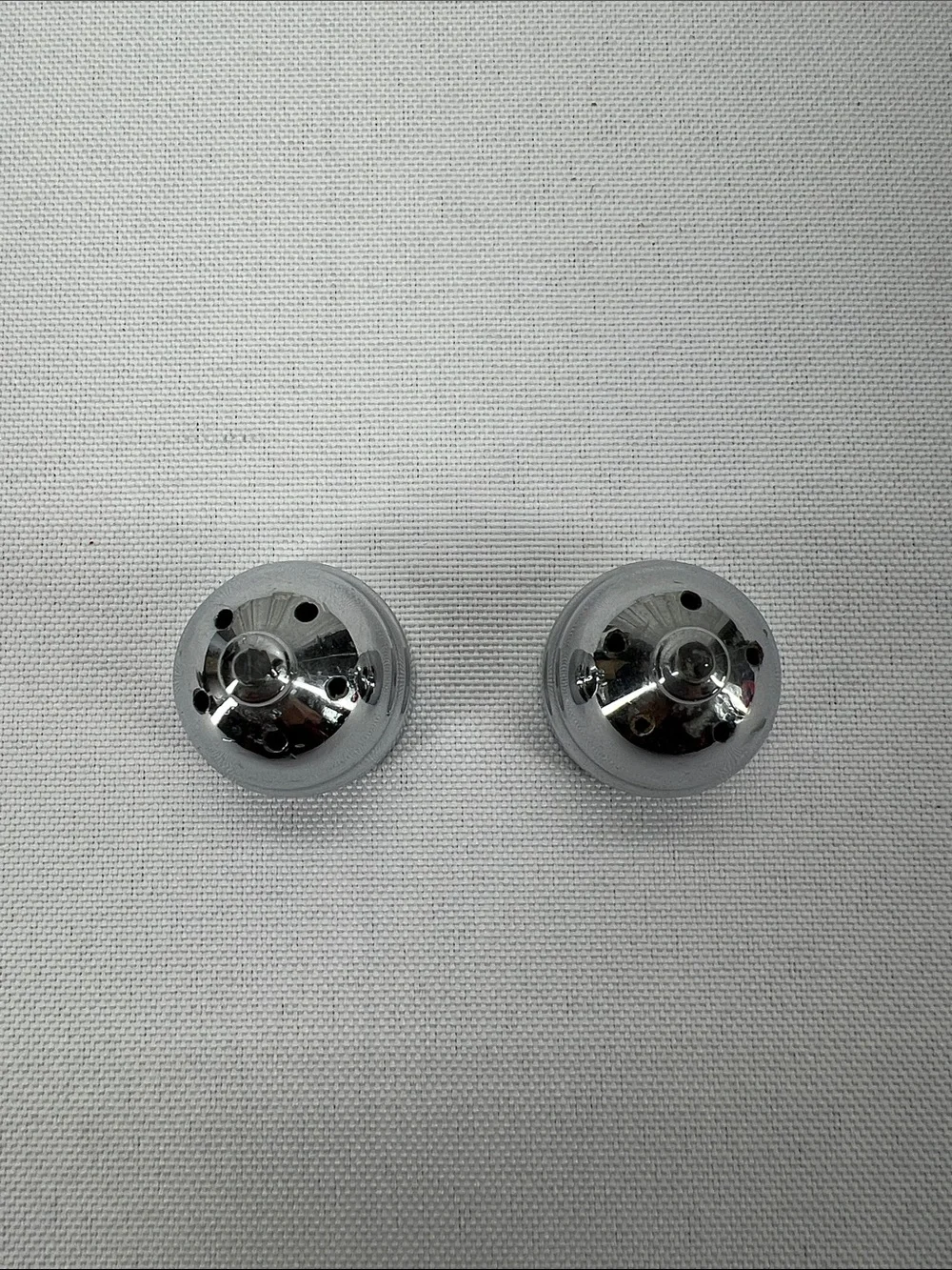 Clear Glass Salt and Pepper Shakers Metal Silver Color Tops Paneled Luxury Style